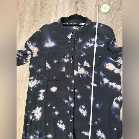 Zara black tie dye button down shirt size large - Picture 9 of 9
